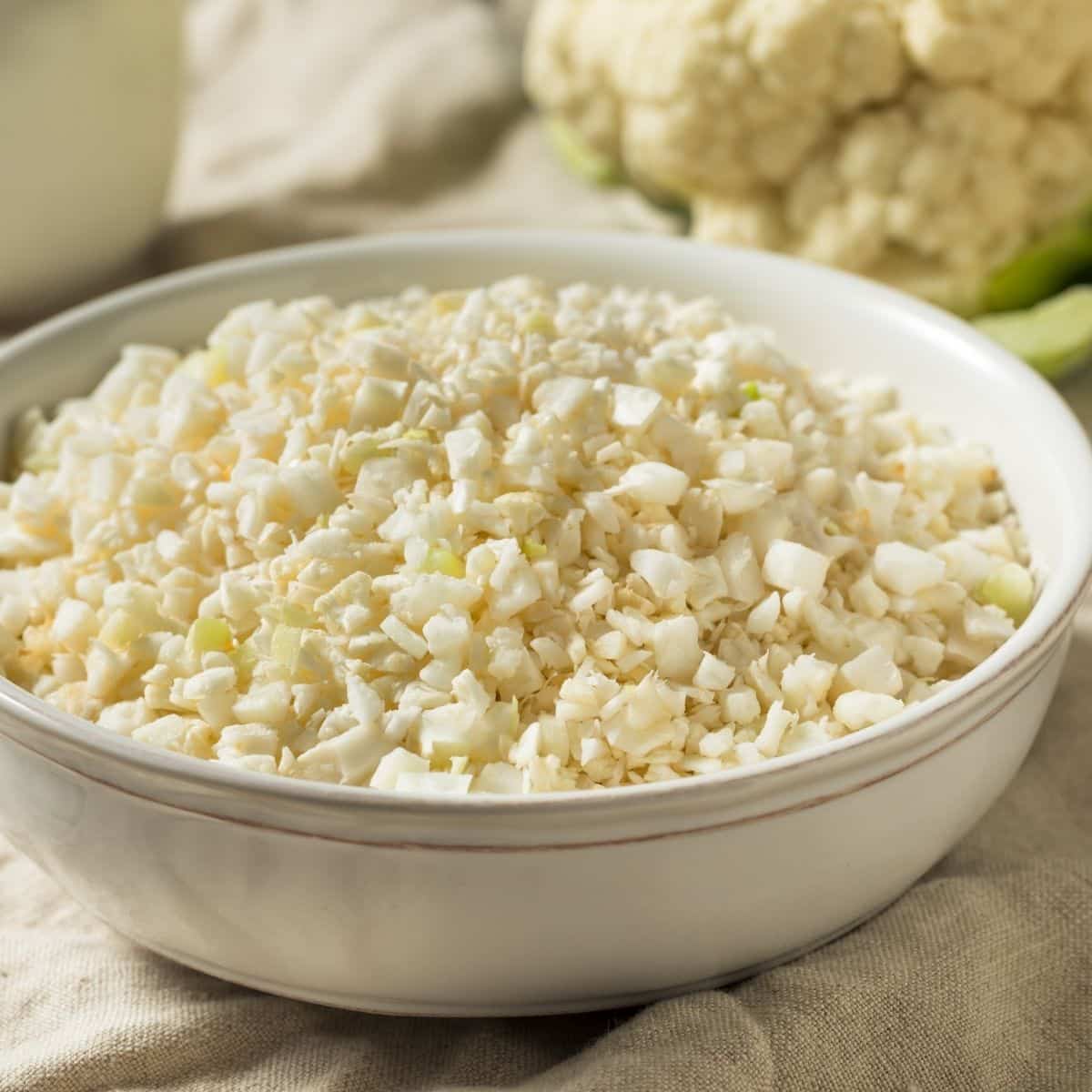 bowl of cauliflower rice.