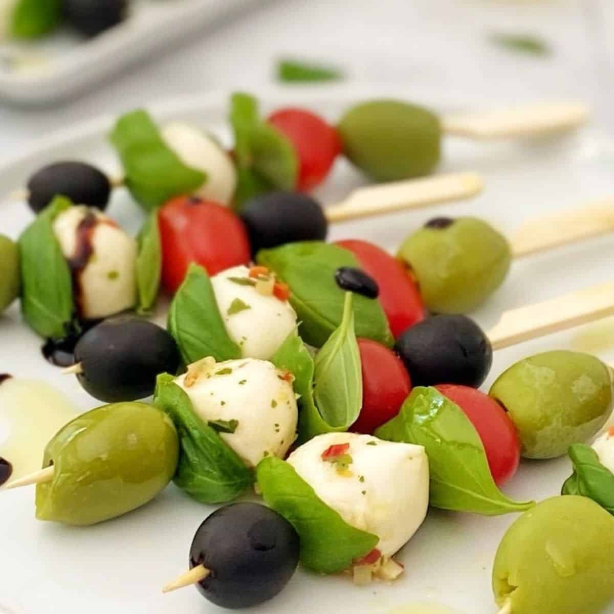 Caprese Skewers with Olives - My Casual Pantry