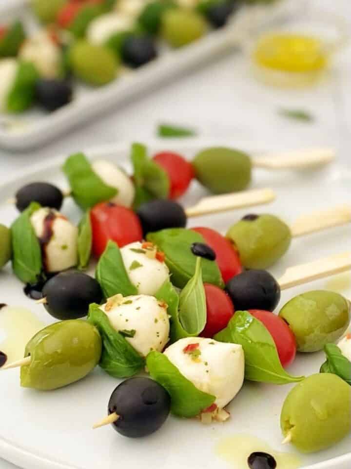 Caprese Skewers with Olives - My Casual Pantry