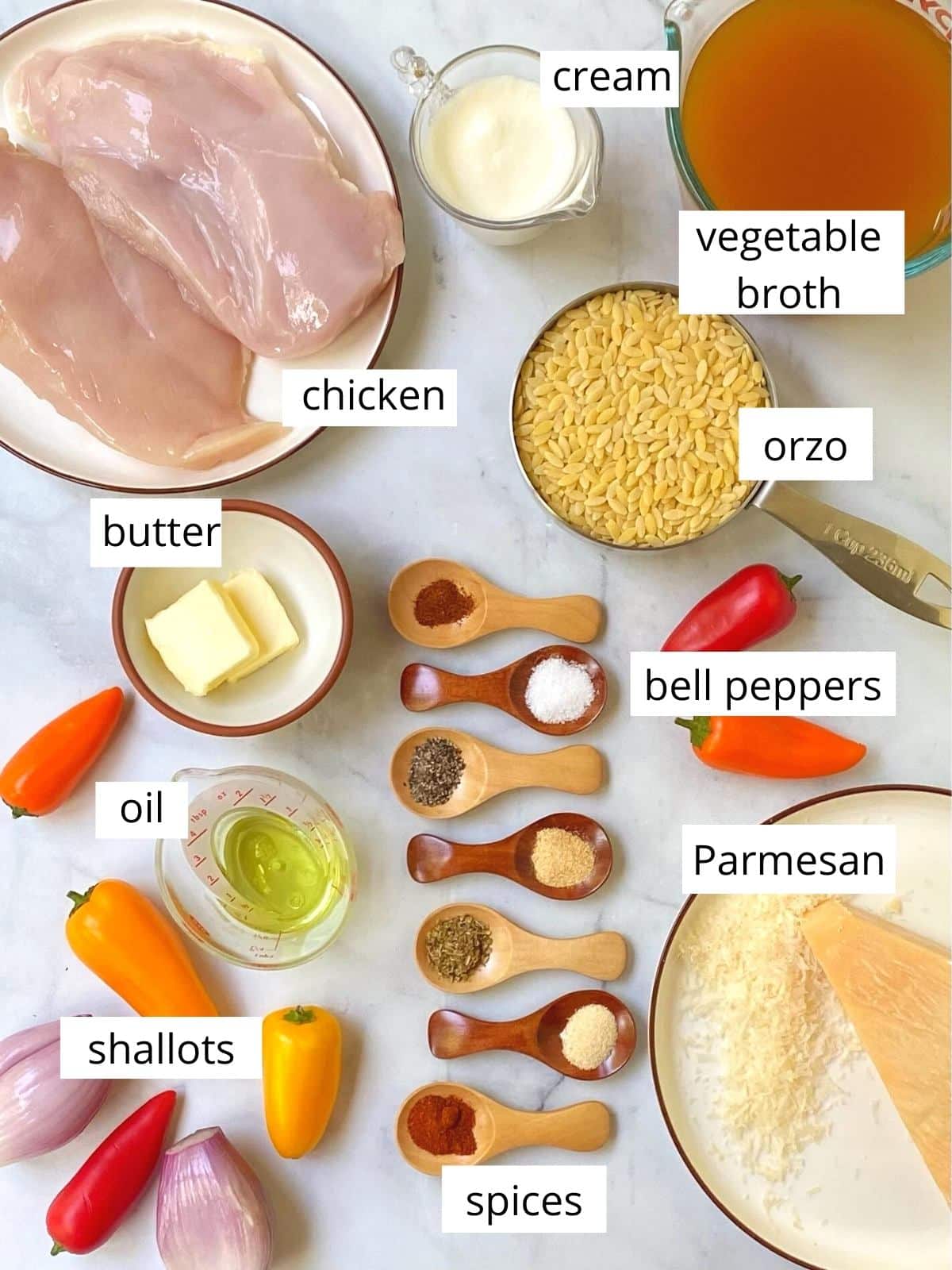 ingredients for creamy cajun chicken orzo.