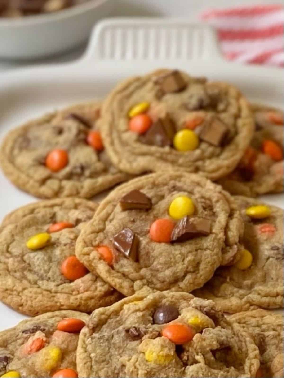 close up of cookies on a platter.