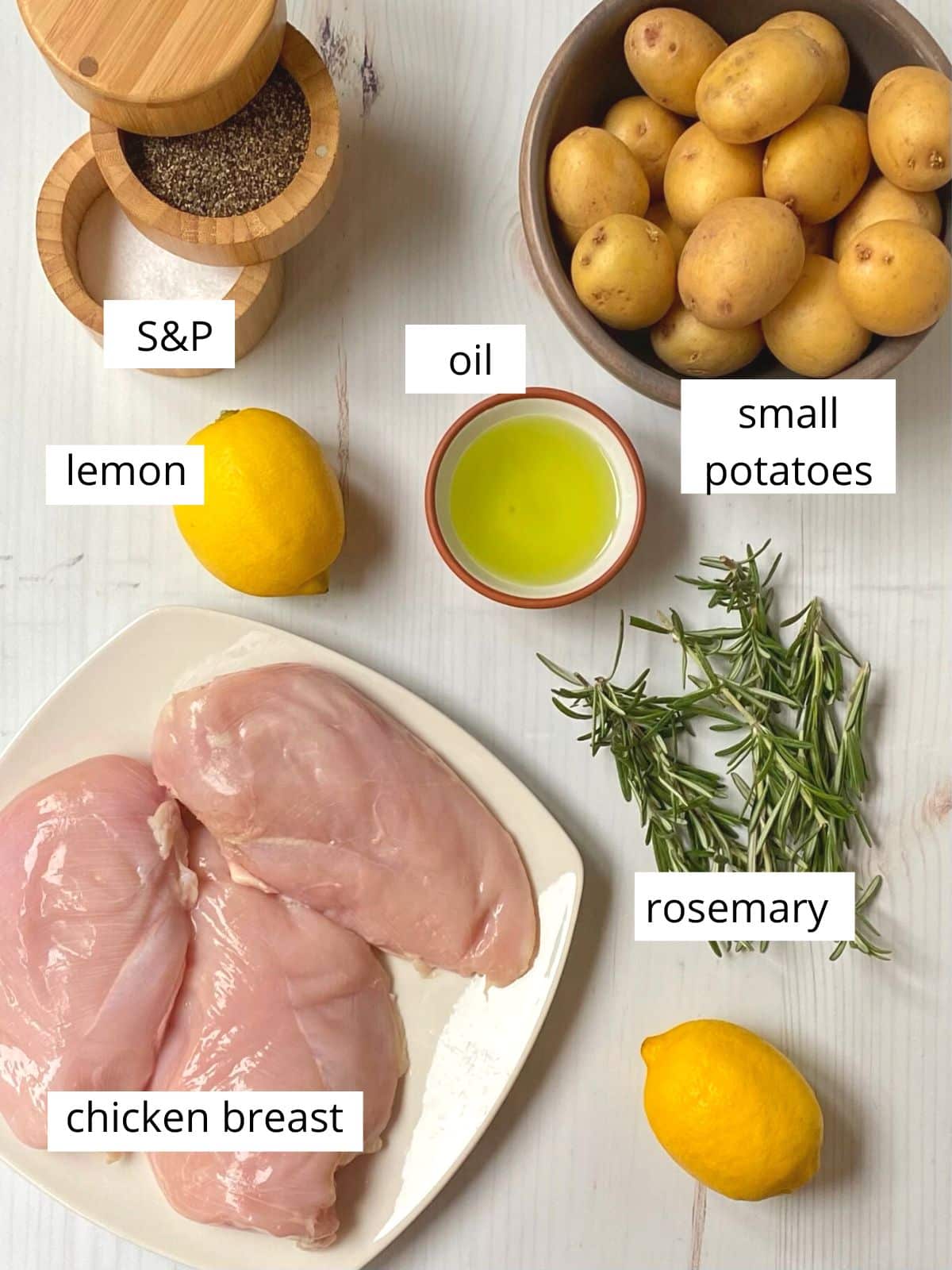 ingredients for sheet pan chicken and potatoes.