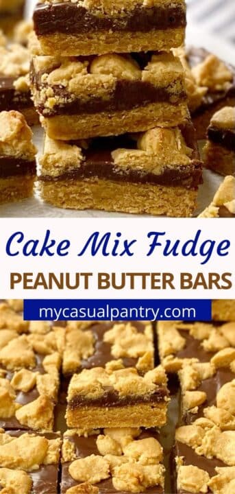 stack of peanut butter bars and close of up bars.
