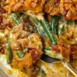 Cheesy loaded green bean casserole.