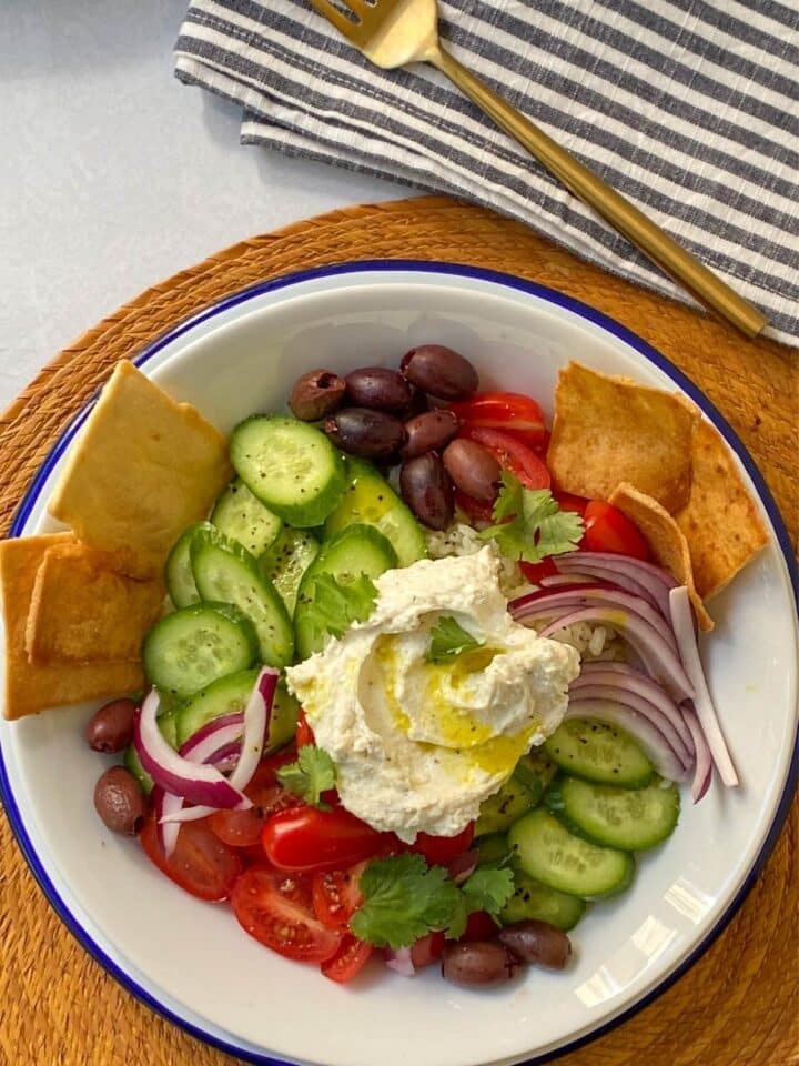 Greek Rice Bowls with Whipped Feta Spread - My Casual Pantry