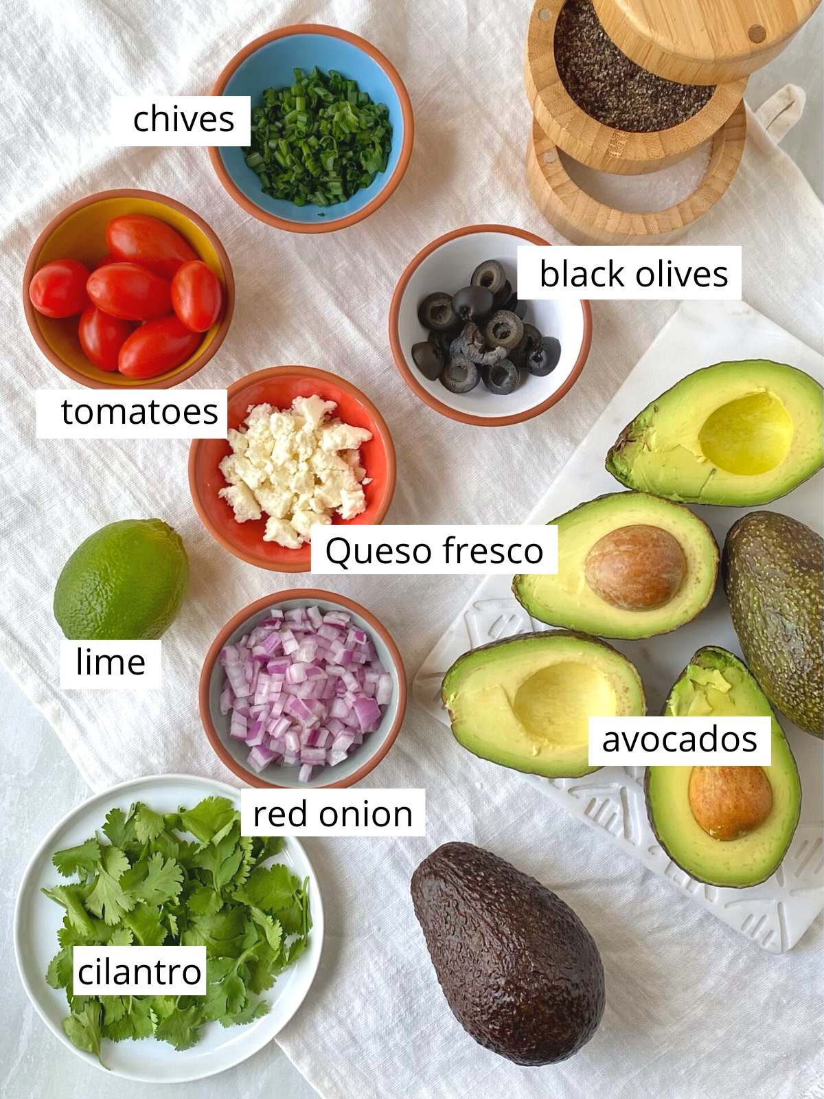 ingredients for loaded guacamole.