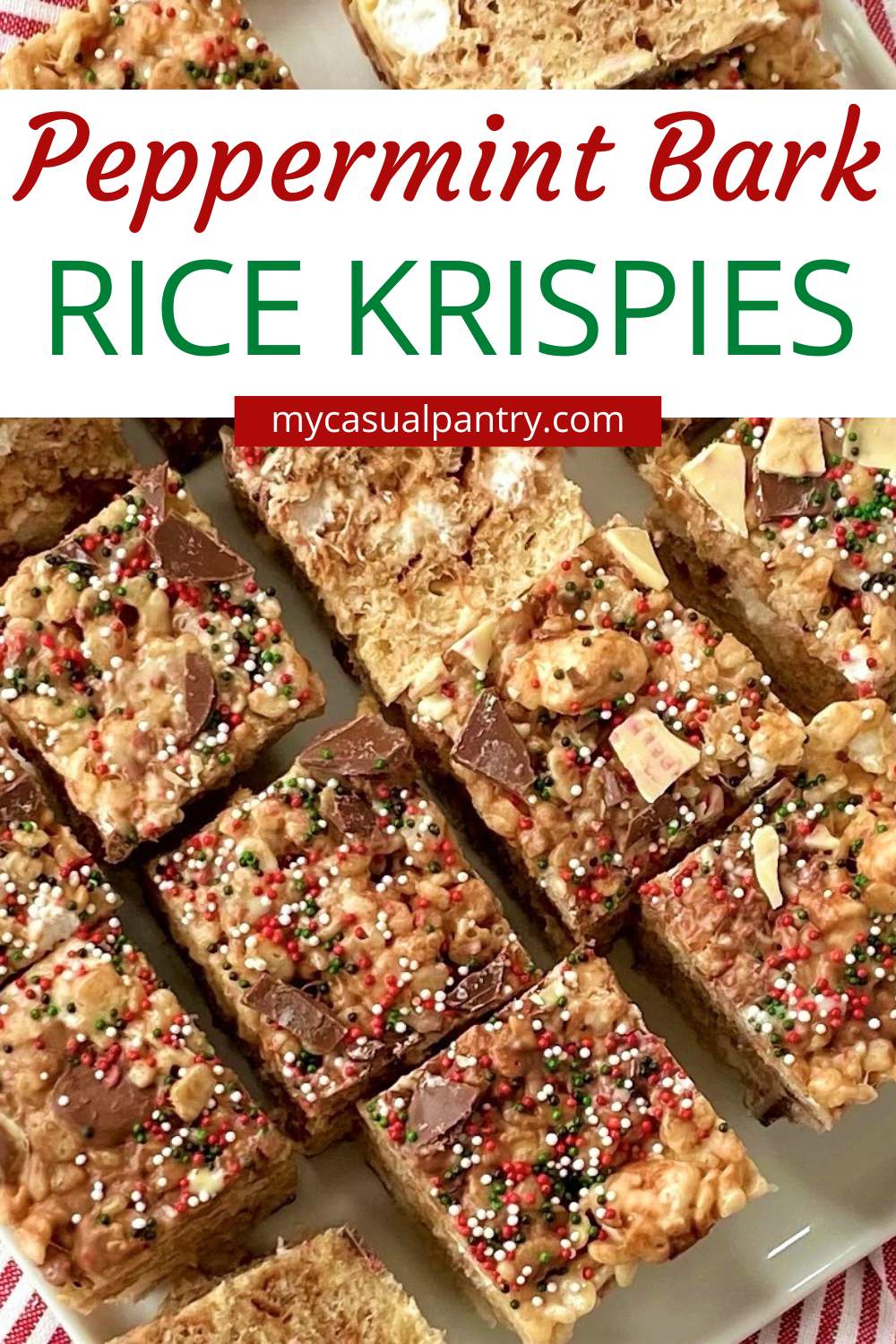 Peppermint Bark Rice Krispie Treats My Casual Pantry