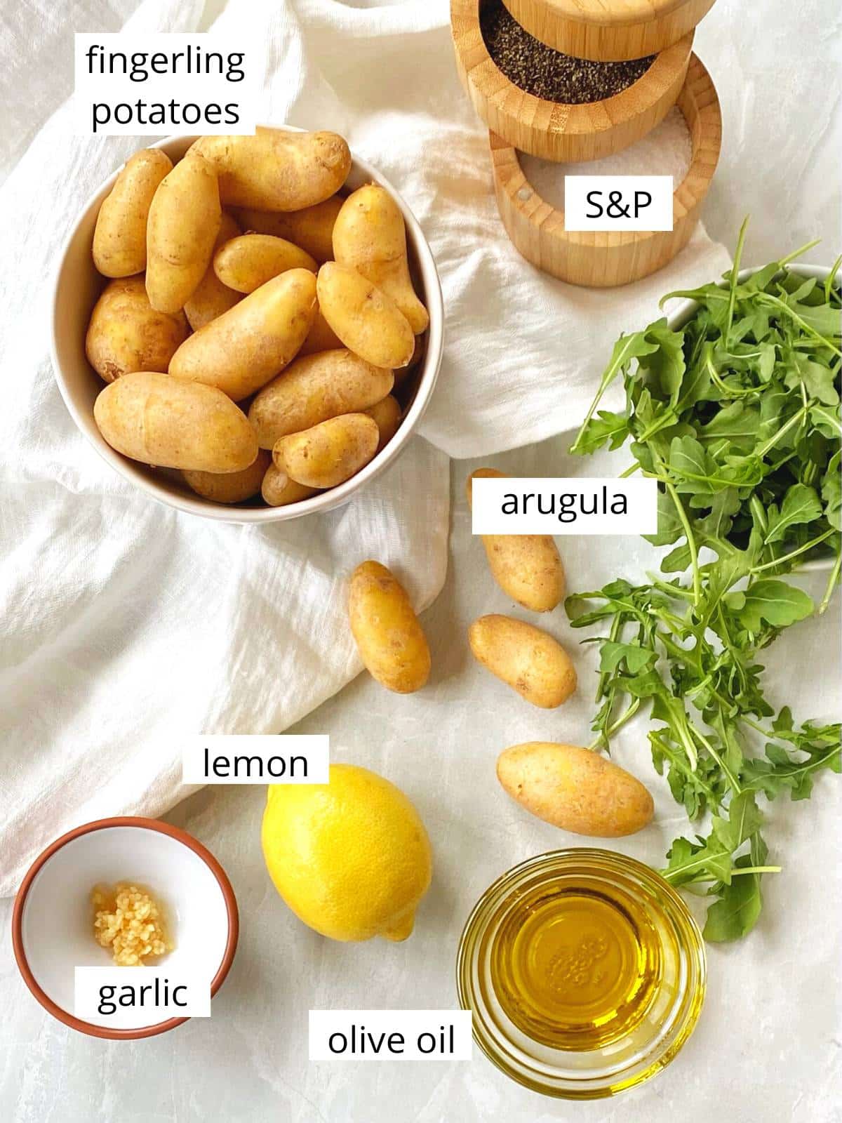 ingredients for fingerling potatoes with herb sauce.