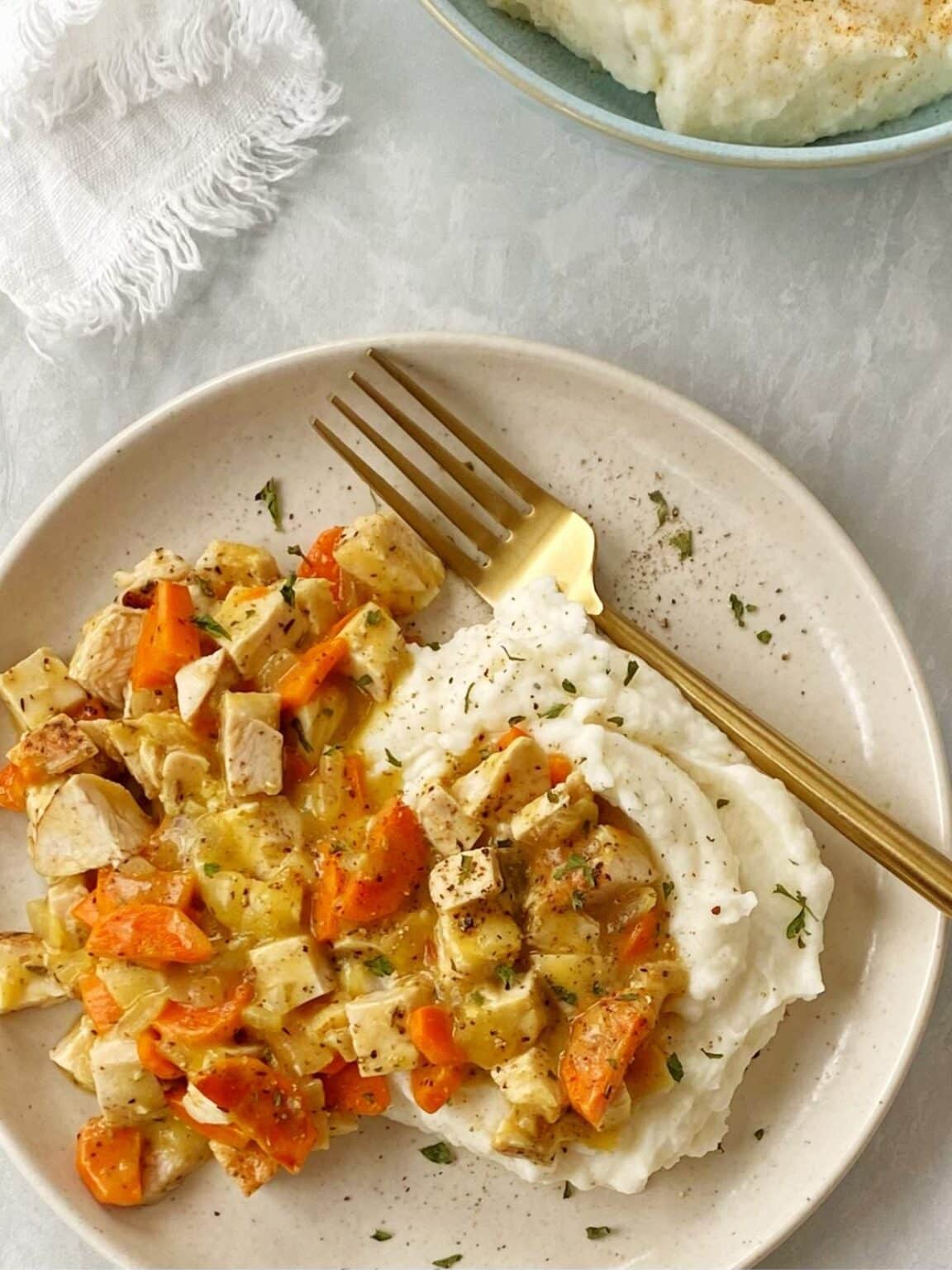 Creamy Chicken over Mashed Potatoes - My Casual Pantry