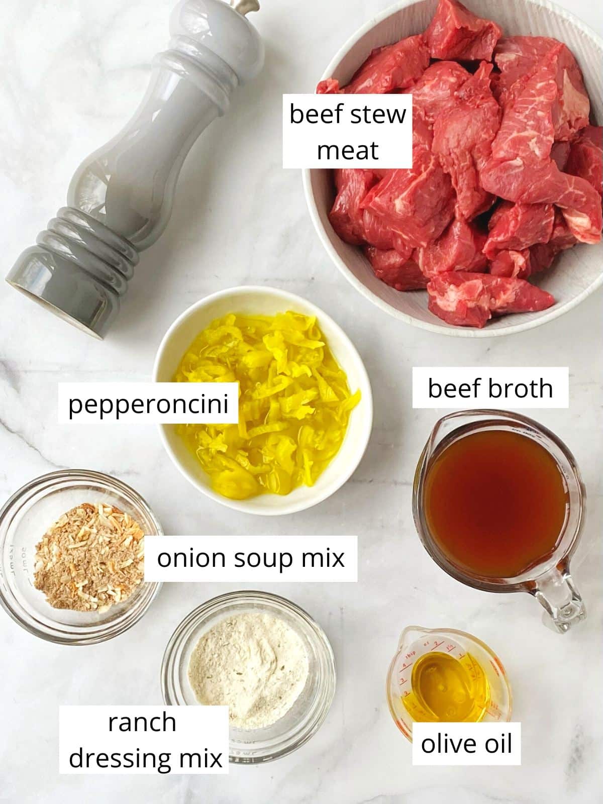 ingredients for mississippi beef.