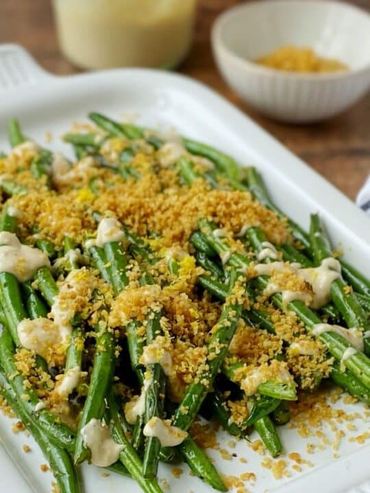 Caesar Green Beans with Crispy Breadcrumbs - My Casual Pantry