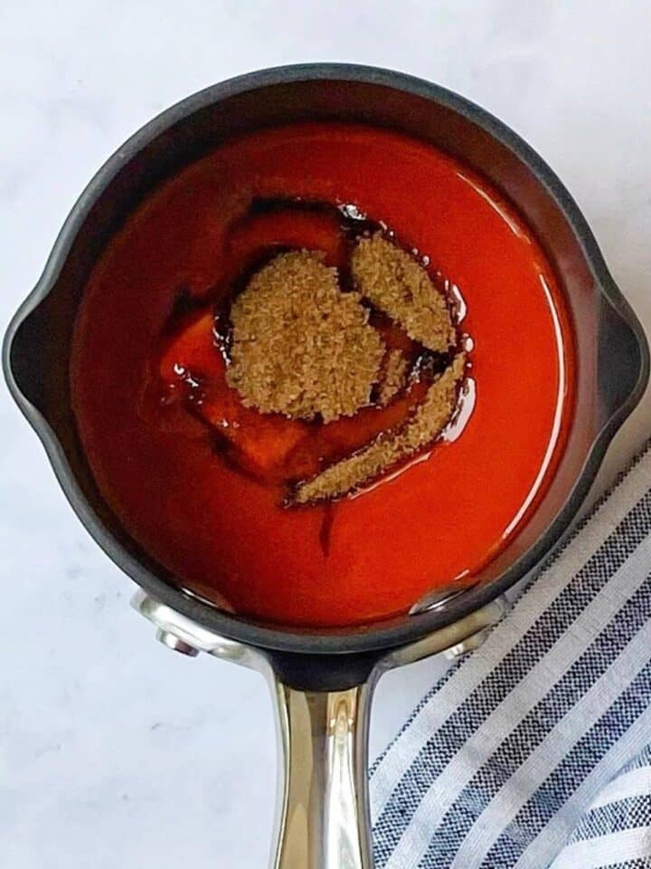 buffalo sauce ingredients in a small saucepan.