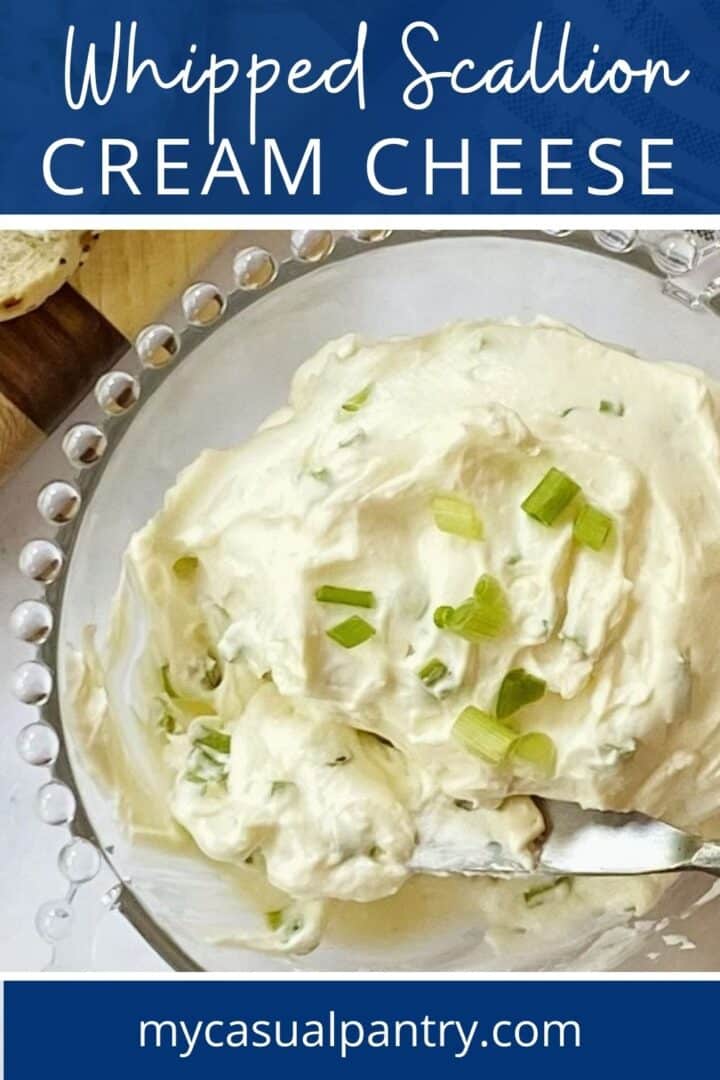 dish of whipped scallion cream cheese.