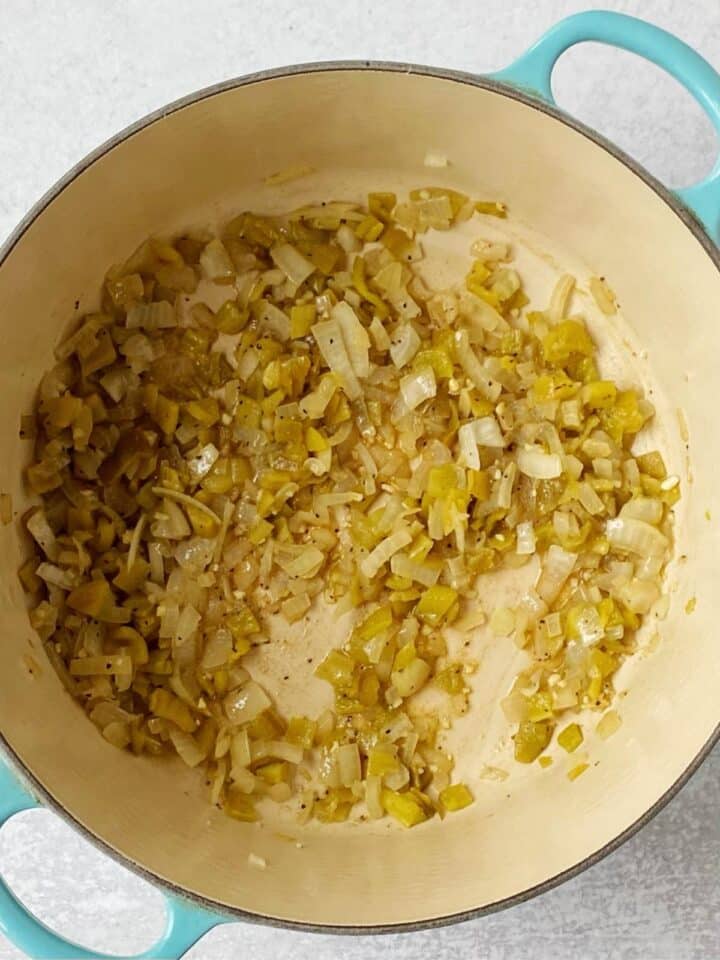 softened onions combined with green chiles and seasonings.