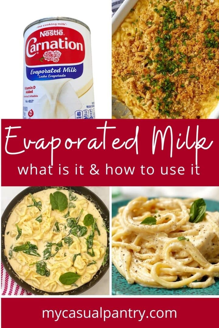 can of evaporated milk and recipes featuring it as an ingredient.