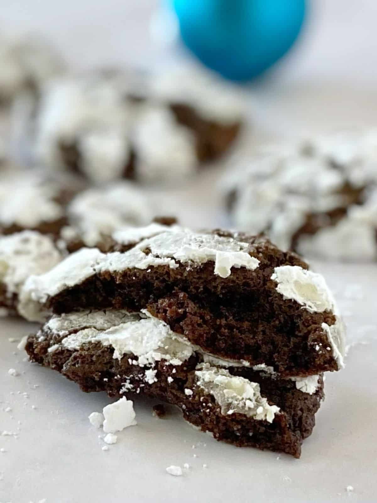 Cookie broken in half.