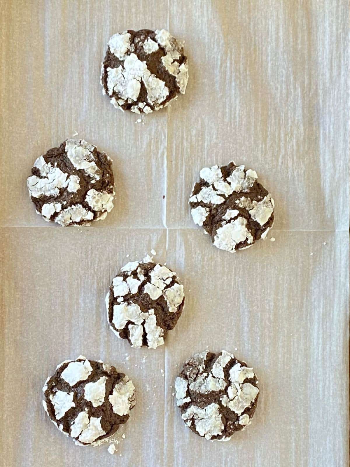 Baked cookies on a sheet pan.