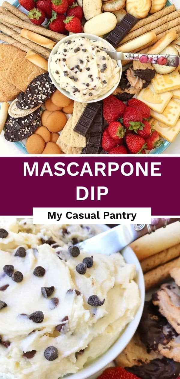 A platter of dip with cookies and fruit.