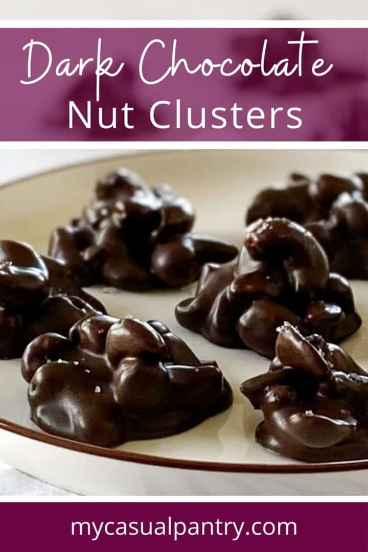A plate of chocolate nut clusters.