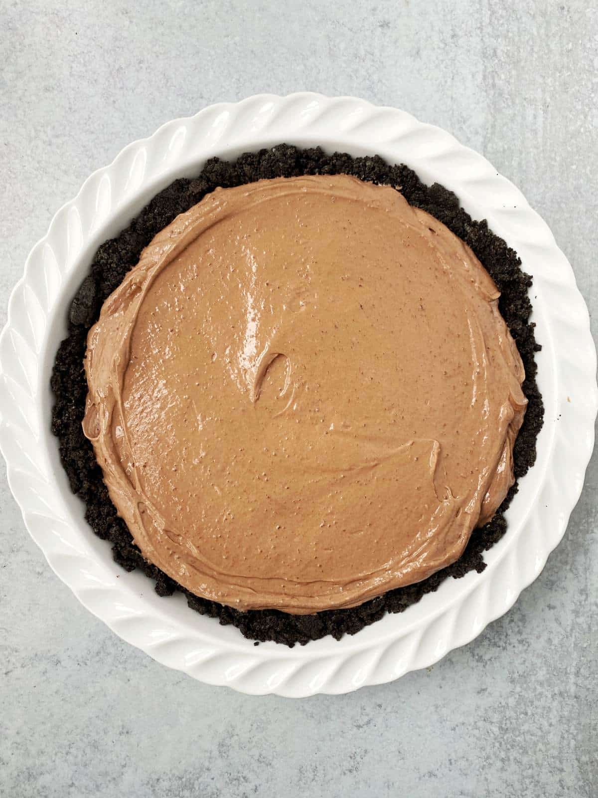 Pie filling in a cookie crust.