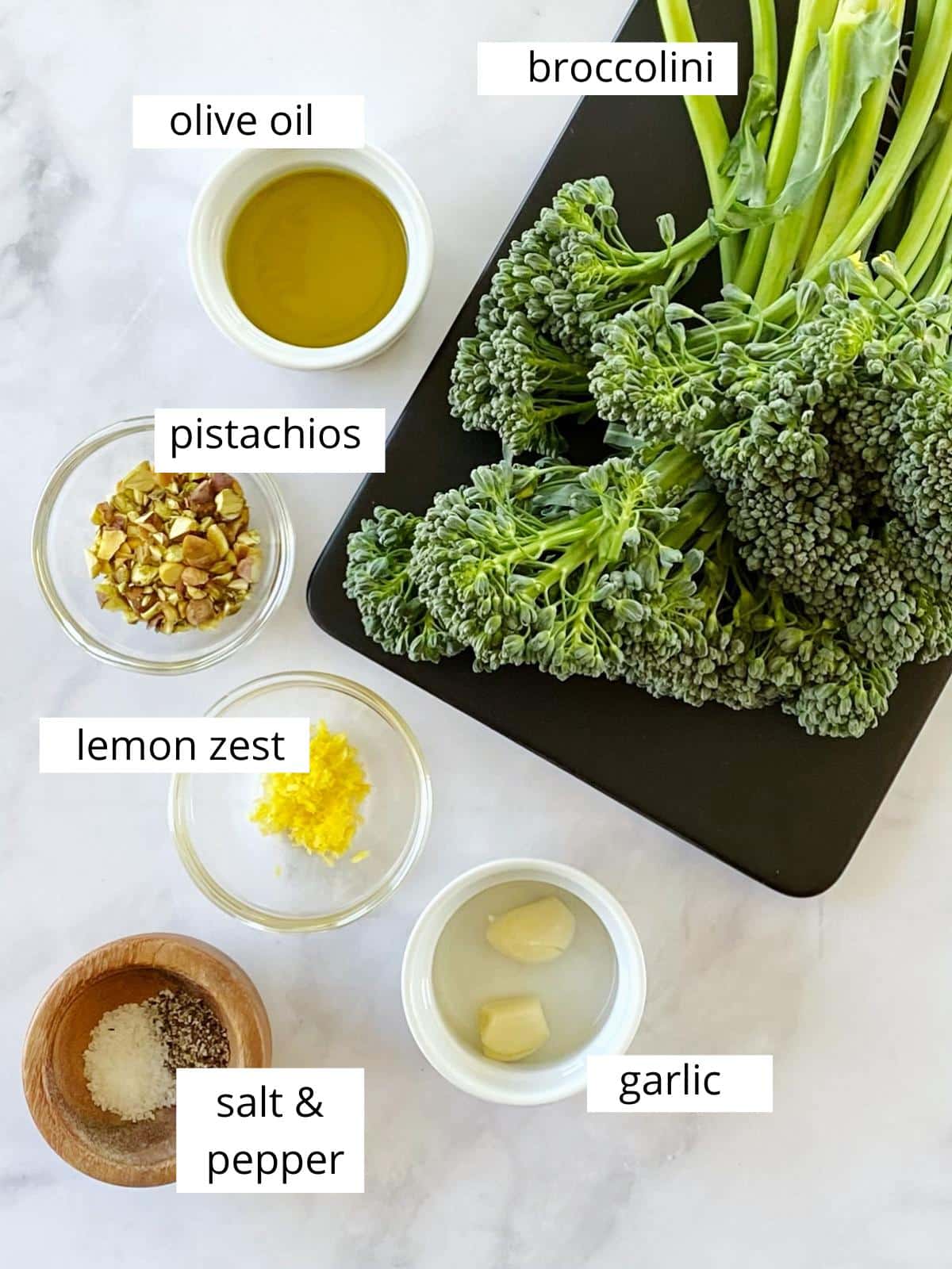Ingredients for charred broccolini.