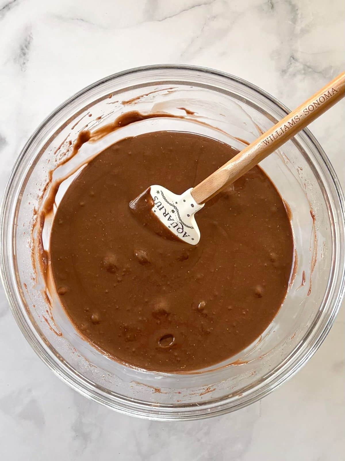 Cake batter in a mixing bowl.