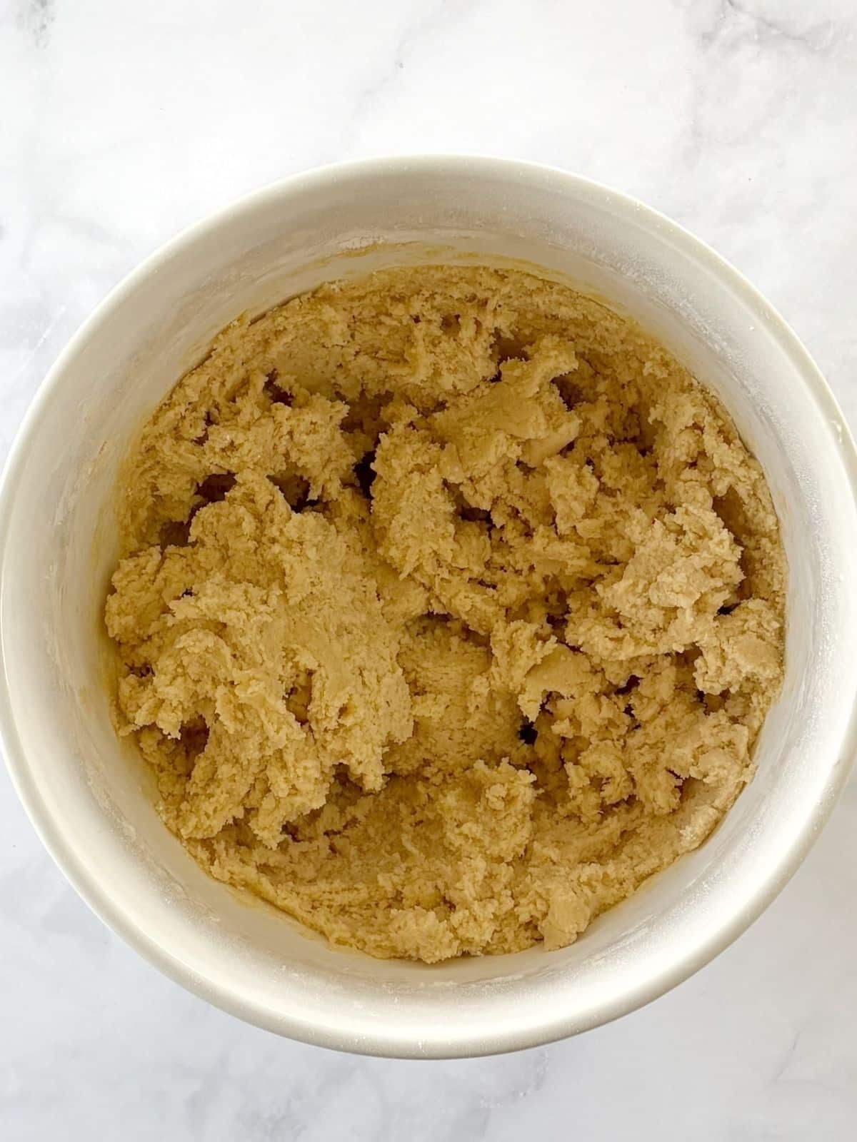 Cookie dough before chocolate chips are added.