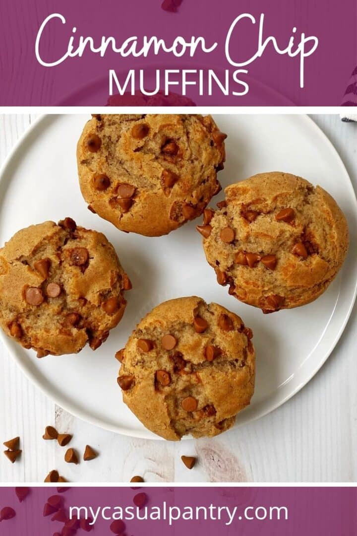 Cinnamon chip muffins on a plate.