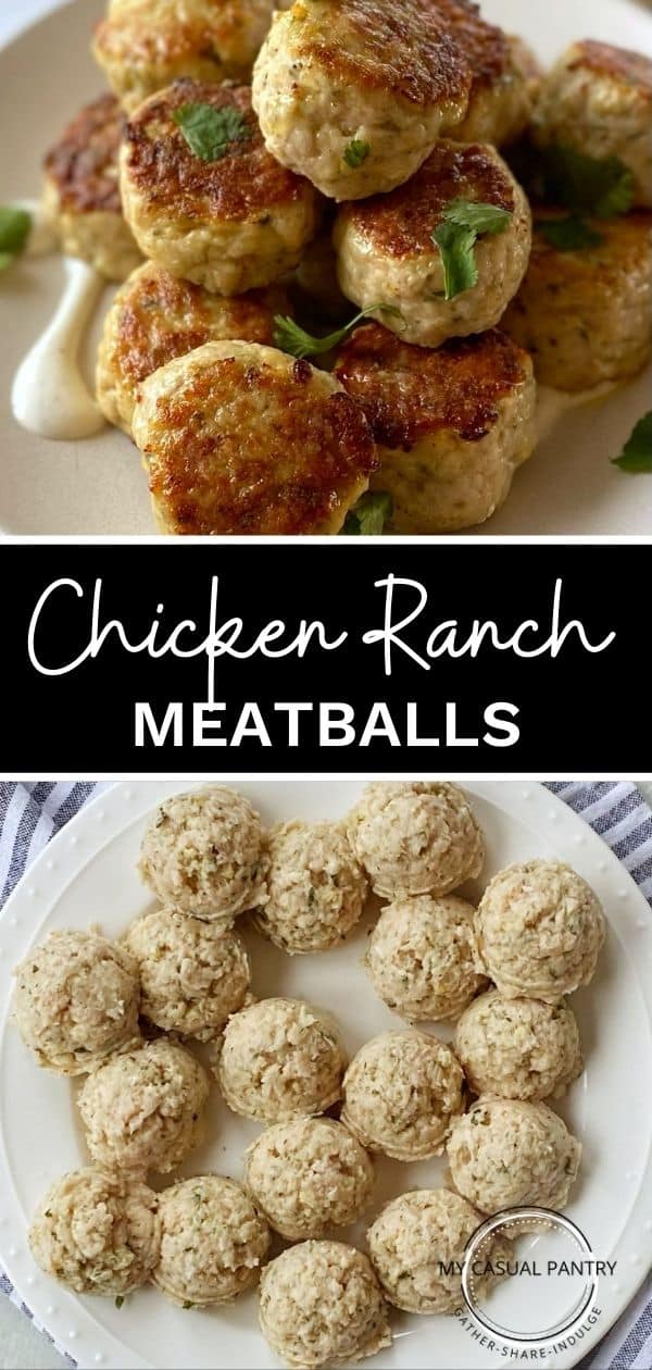 Shaped meatballs on a plate before cooking and a plate of cooked meatballs.