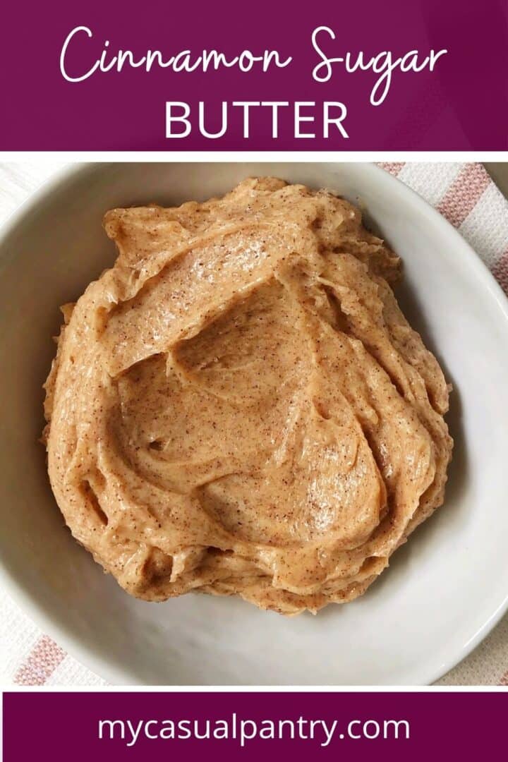 A dish of creamy cinnamon sugar butter.