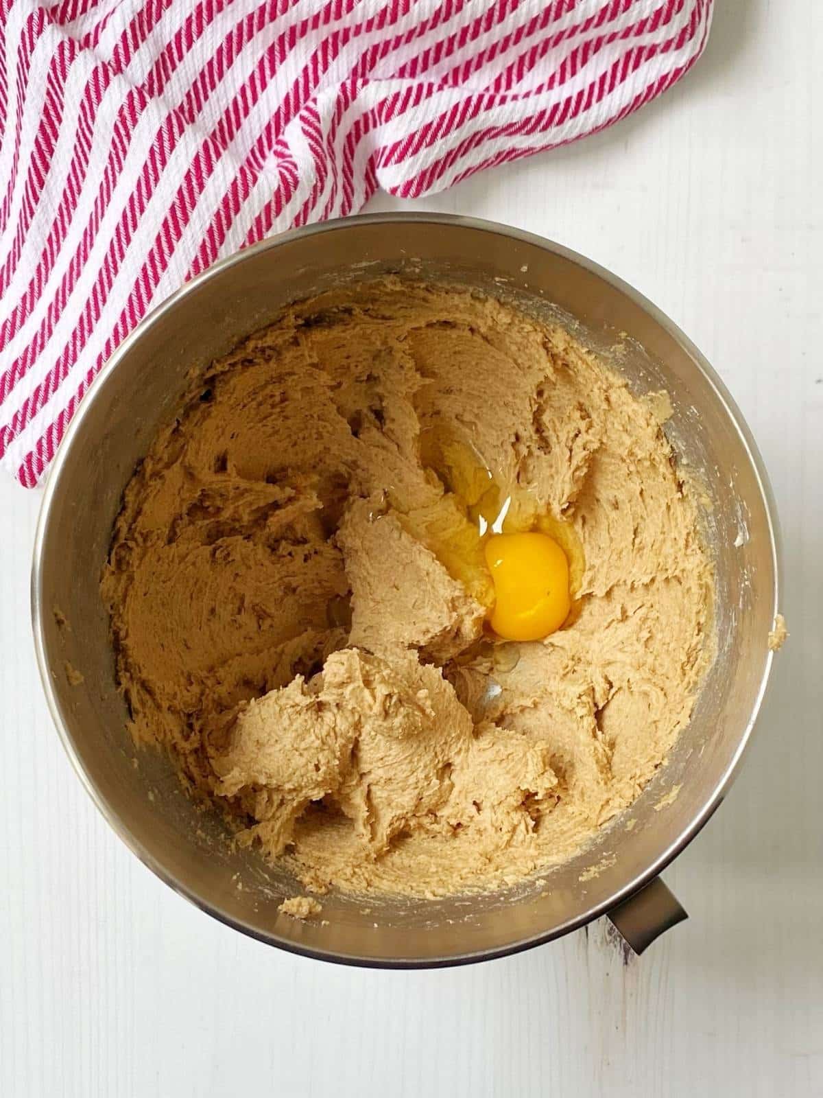 Creamed butter and sugar with egg added.