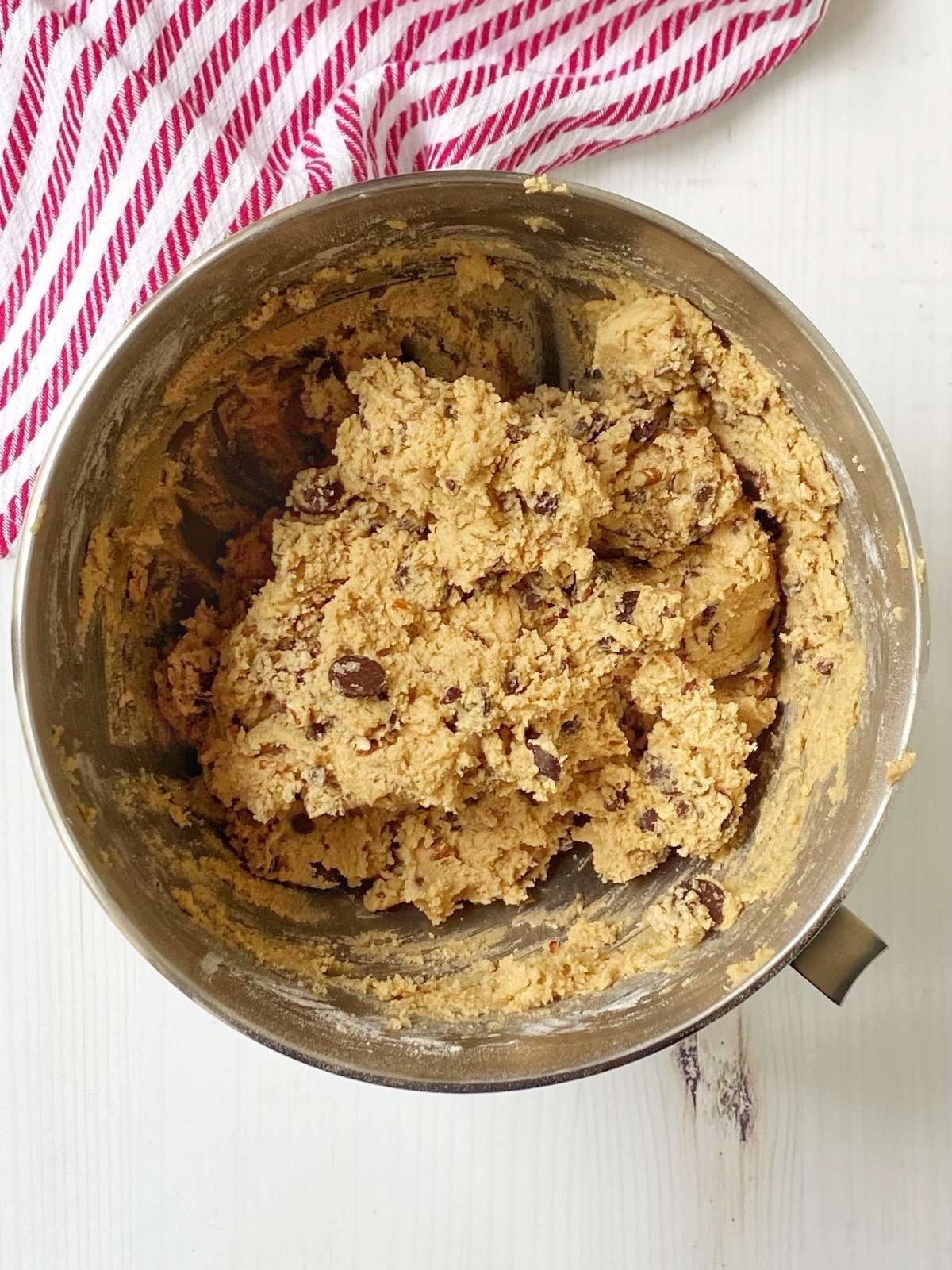 Mixing bowl of cookie dough.